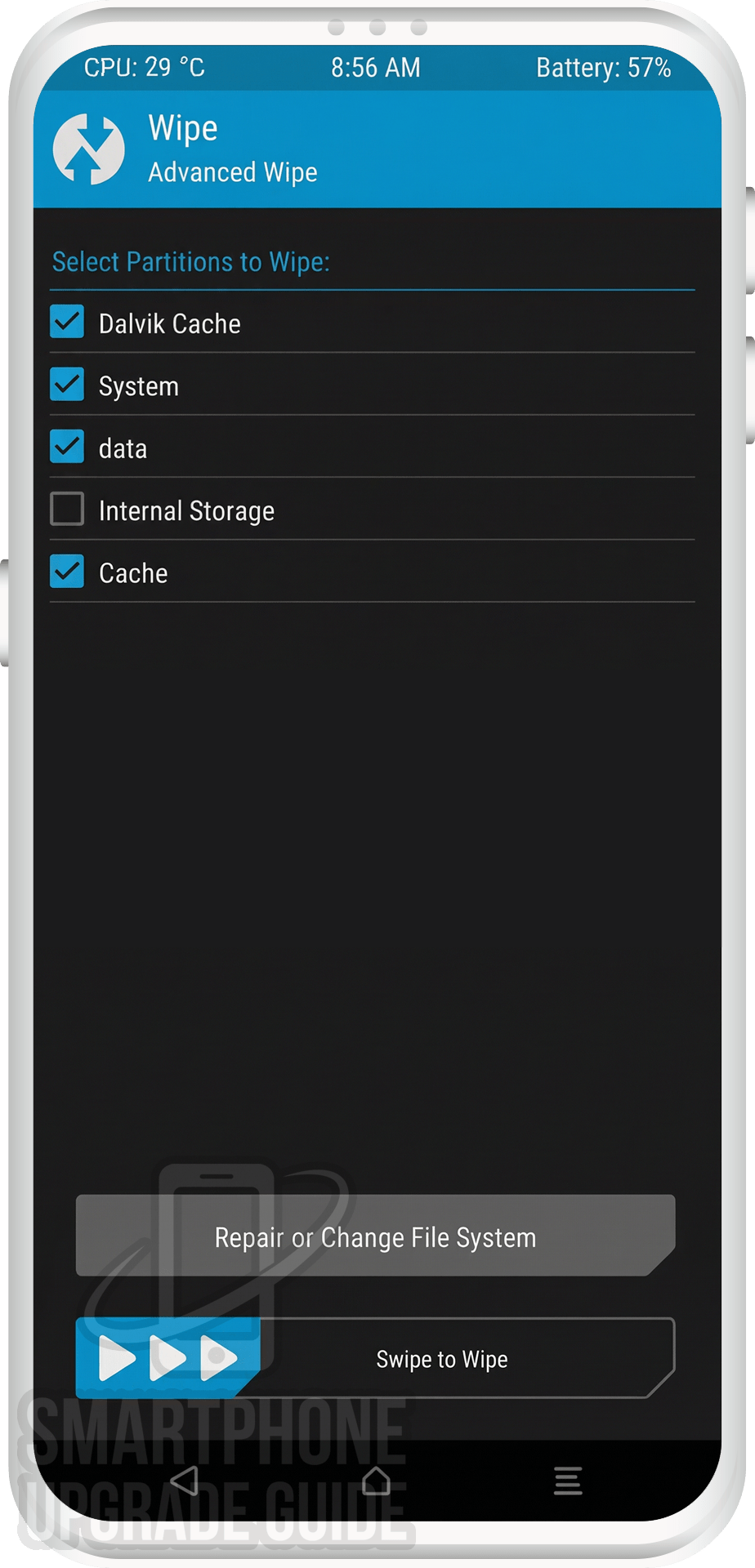 Create a full Nandroid Backup in TWRP before installing Android 14 on Redmi Note 10 Pro