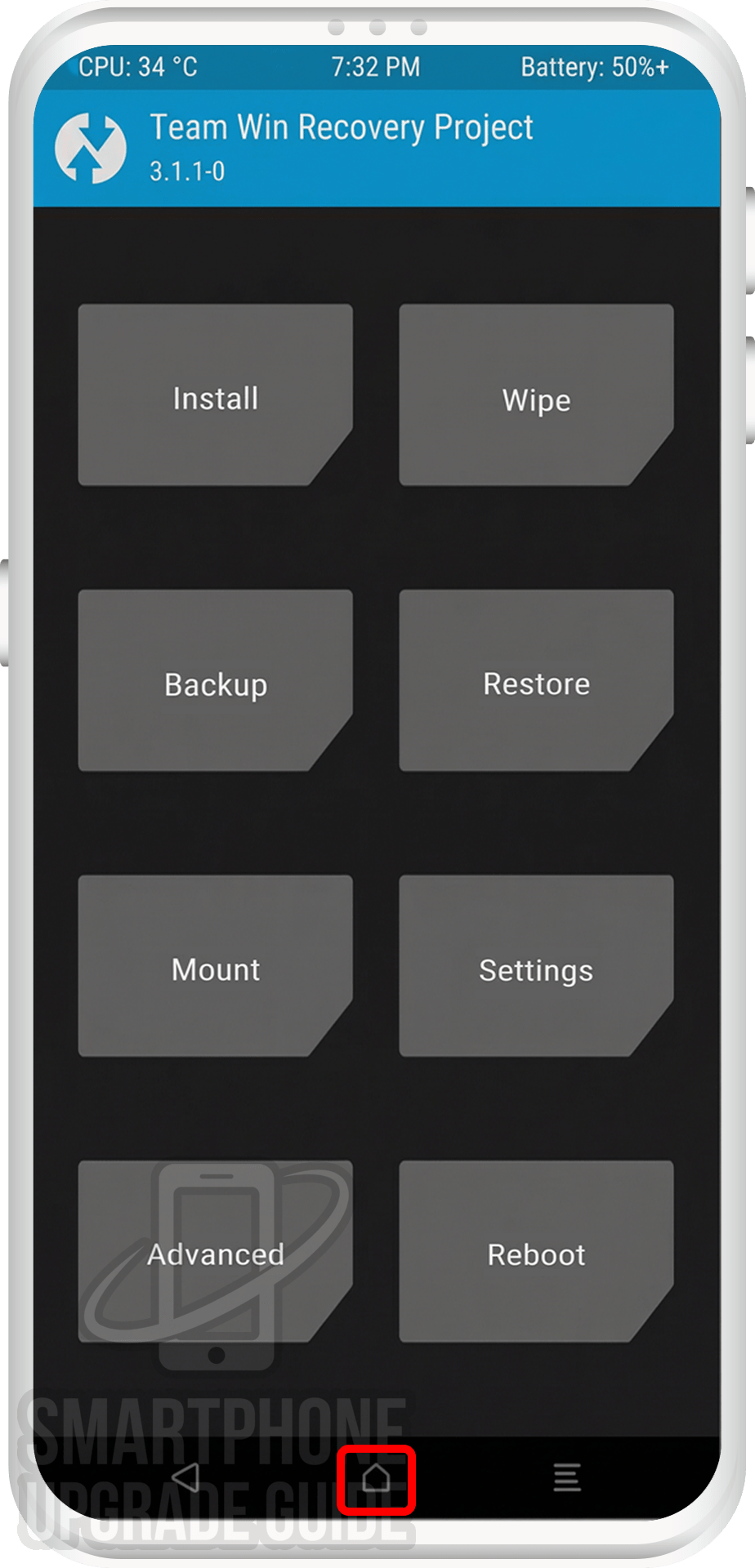 Navigate back to TWRP Main Menu on Redmi Note 10 Pro after factory reset