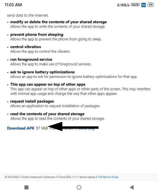 Download APK button on F-Droid