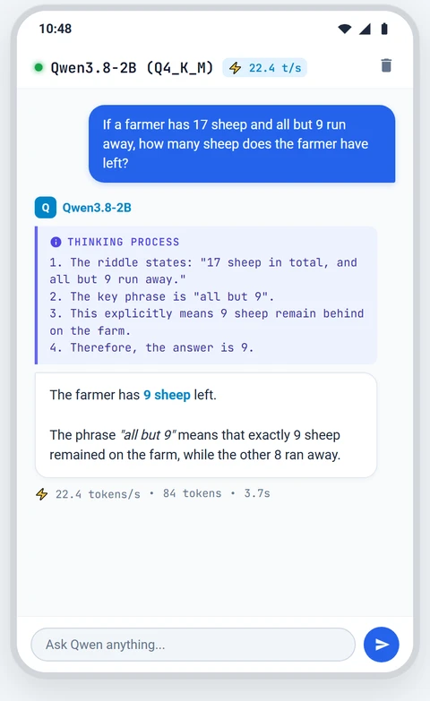 PocketPal AI Chat with Think Reasoning Block